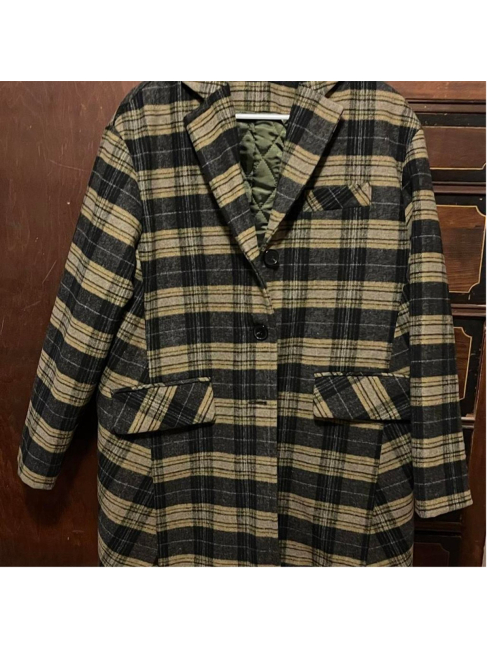 SCULPTOR Oversized Wool Plaid Longline Blazer Overcoat – Green/Black
Sculptor